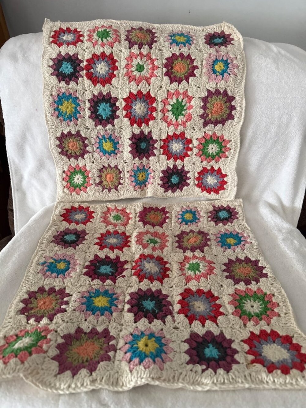 Crochet Granny Square Pillowcase Sham 18"x18" With Zippered Closure Multi-Color